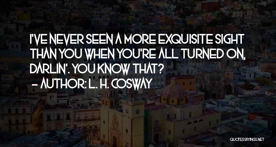 L. H. Cosway Quotes: I've Never Seen A More Exquisite Sight Than You When You're All Turned On, Darlin'. You Know That?