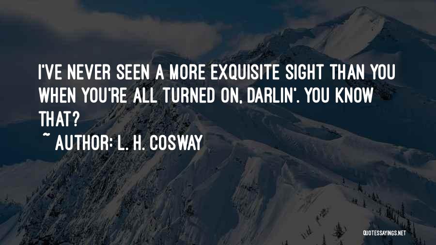 L. H. Cosway Quotes: I've Never Seen A More Exquisite Sight Than You When You're All Turned On, Darlin'. You Know That?