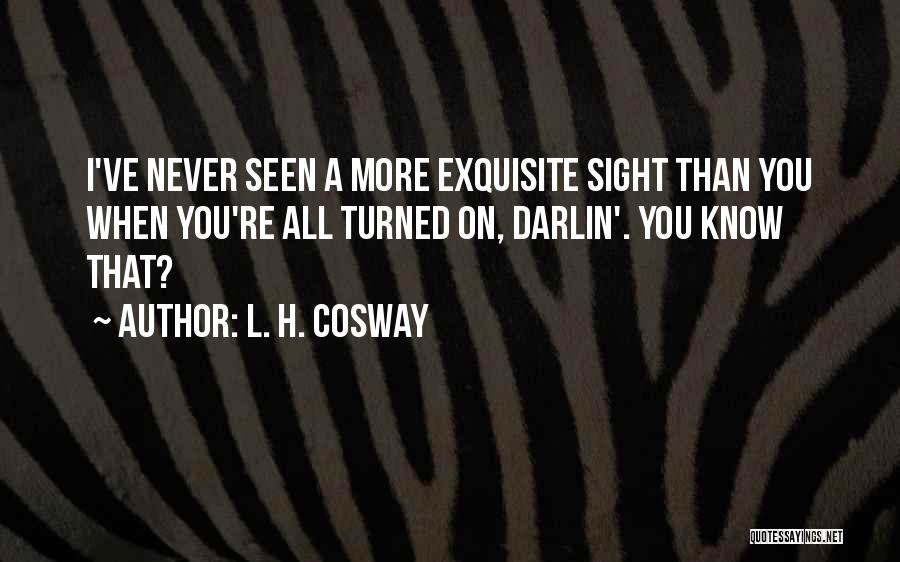 L. H. Cosway Quotes: I've Never Seen A More Exquisite Sight Than You When You're All Turned On, Darlin'. You Know That?