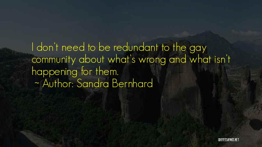 Sandra Bernhard Quotes: I Don't Need To Be Redundant To The Gay Community About What's Wrong And What Isn't Happening For Them.