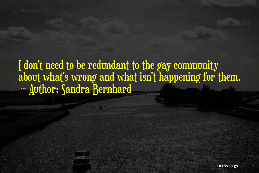 Sandra Bernhard Quotes: I Don't Need To Be Redundant To The Gay Community About What's Wrong And What Isn't Happening For Them.
