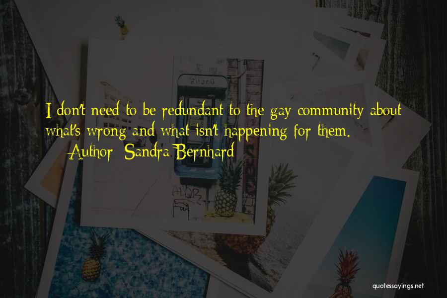 Sandra Bernhard Quotes: I Don't Need To Be Redundant To The Gay Community About What's Wrong And What Isn't Happening For Them.