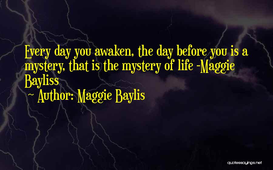 Maggie Baylis Quotes: Every Day You Awaken, The Day Before You Is A Mystery, That Is The Mystery Of Life -maggie Bayliss