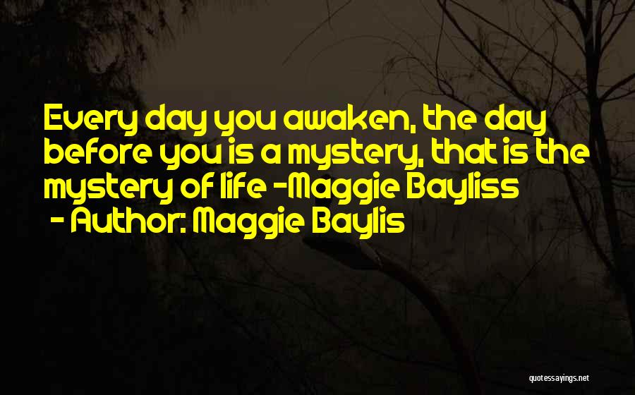 Maggie Baylis Quotes: Every Day You Awaken, The Day Before You Is A Mystery, That Is The Mystery Of Life -maggie Bayliss