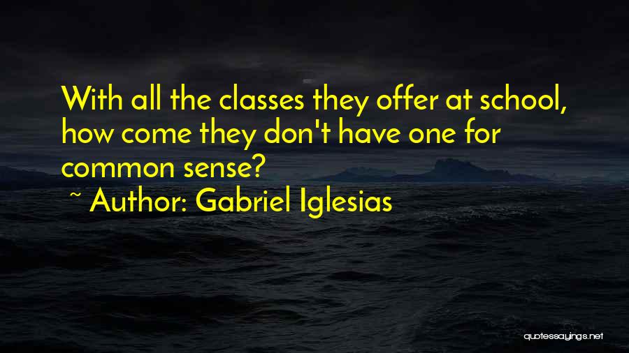 Gabriel Iglesias Quotes: With All The Classes They Offer At School, How Come They Don't Have One For Common Sense?