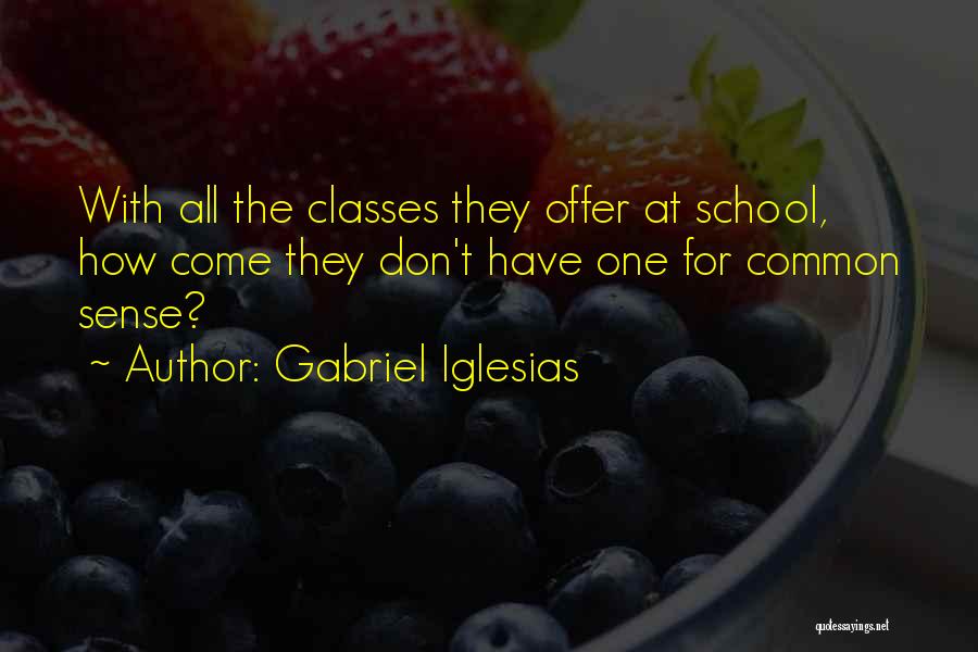 Gabriel Iglesias Quotes: With All The Classes They Offer At School, How Come They Don't Have One For Common Sense?