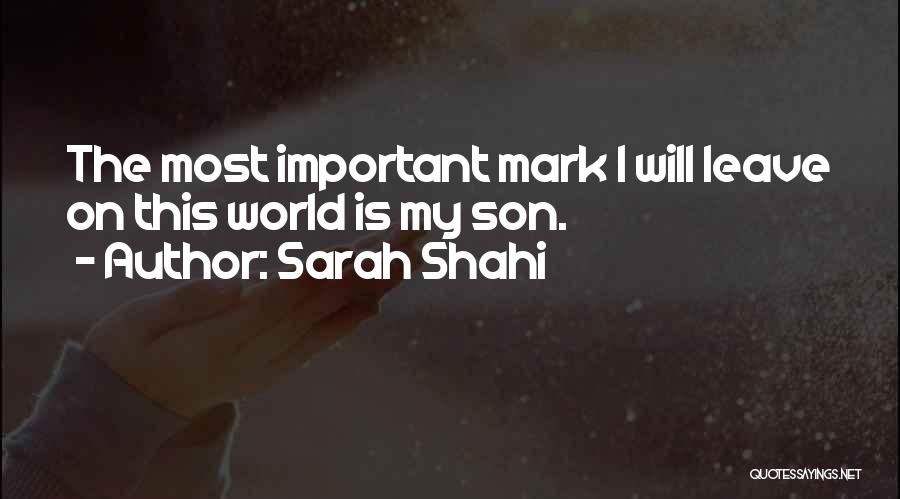 Sarah Shahi Quotes: The Most Important Mark I Will Leave On This World Is My Son.