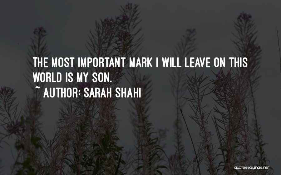 Sarah Shahi Quotes: The Most Important Mark I Will Leave On This World Is My Son.