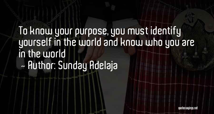 Sunday Adelaja Quotes: To Know Your Purpose, You Must Identify Yourself In The World And Know Who You Are In The World