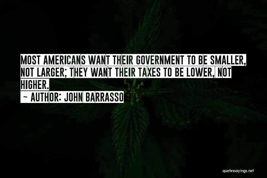 John Barrasso Quotes: Most Americans Want Their Government To Be Smaller, Not Larger; They Want Their Taxes To Be Lower, Not Higher.