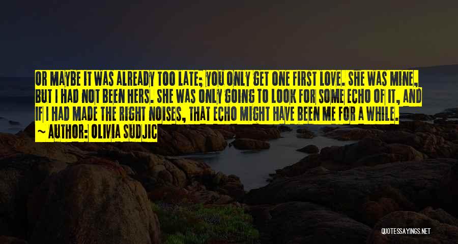 Olivia Sudjic Quotes: Or Maybe It Was Already Too Late; You Only Get One First Love. She Was Mine, But I Had Not