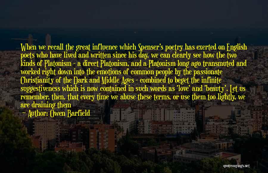 Owen Barfield Quotes: When We Recall The Great Influence Which Spenser's Poetry Has Exerted On English Poets Who Have Lived And Written Since