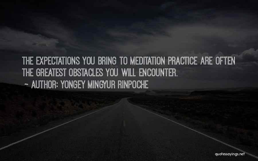 Yongey Mingyur Rinpoche Quotes: The Expectations You Bring To Meditation Practice Are Often The Greatest Obstacles You Will Encounter.