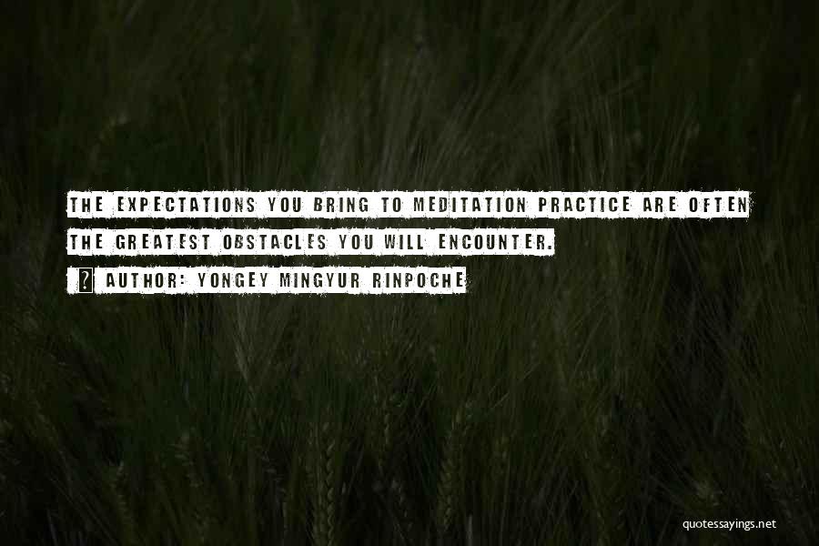 Yongey Mingyur Rinpoche Quotes: The Expectations You Bring To Meditation Practice Are Often The Greatest Obstacles You Will Encounter.