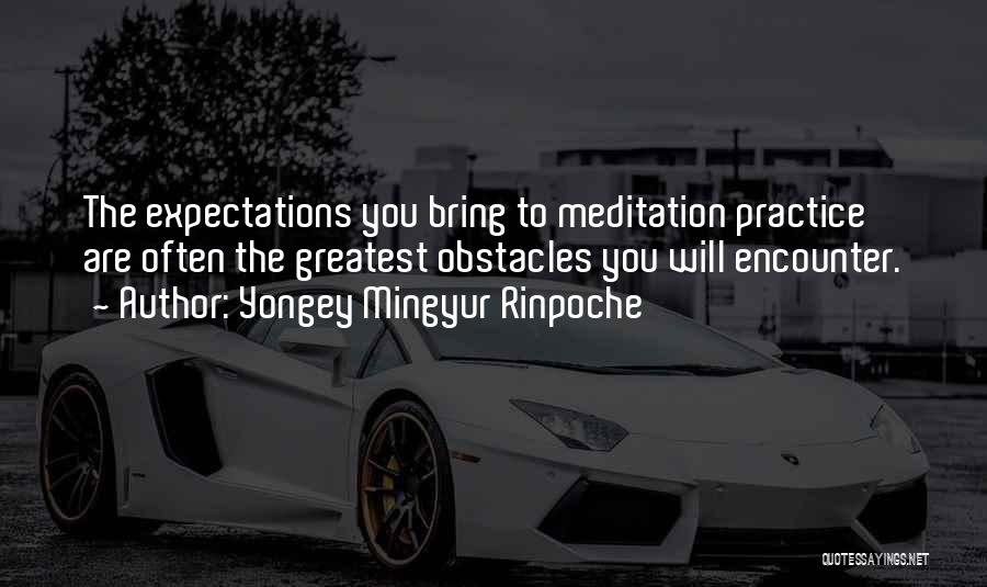 Yongey Mingyur Rinpoche Quotes: The Expectations You Bring To Meditation Practice Are Often The Greatest Obstacles You Will Encounter.