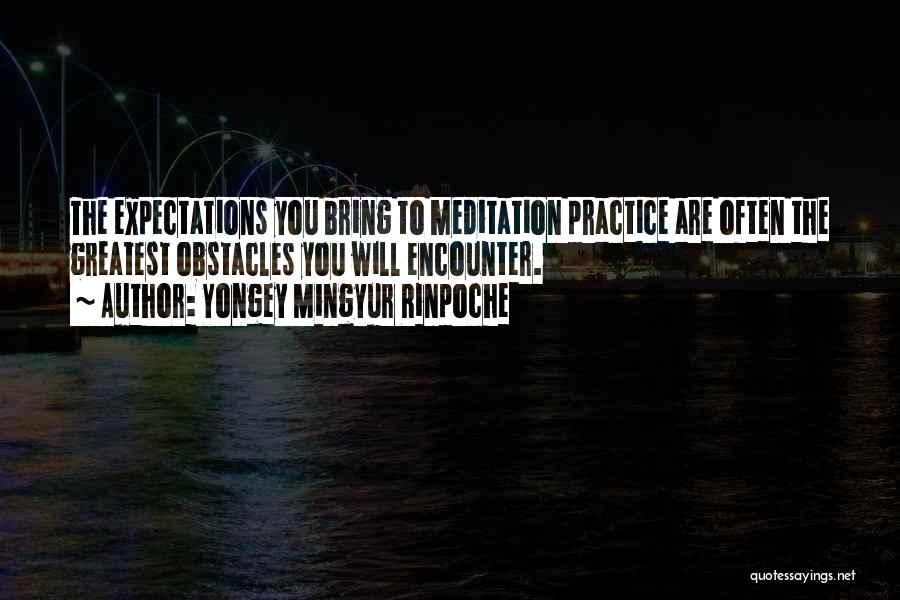 Yongey Mingyur Rinpoche Quotes: The Expectations You Bring To Meditation Practice Are Often The Greatest Obstacles You Will Encounter.