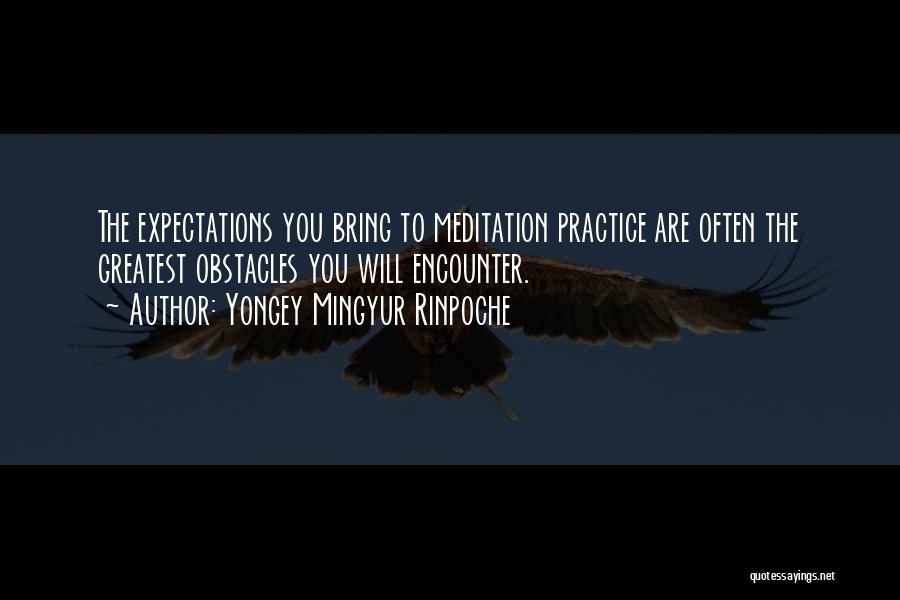 Yongey Mingyur Rinpoche Quotes: The Expectations You Bring To Meditation Practice Are Often The Greatest Obstacles You Will Encounter.