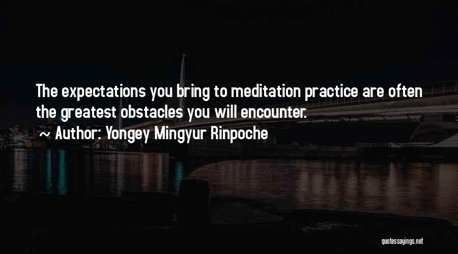 Yongey Mingyur Rinpoche Quotes: The Expectations You Bring To Meditation Practice Are Often The Greatest Obstacles You Will Encounter.