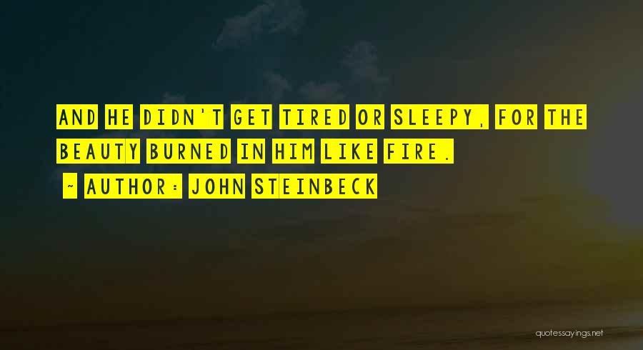 John Steinbeck Quotes: And He Didn't Get Tired Or Sleepy, For The Beauty Burned In Him Like Fire.
