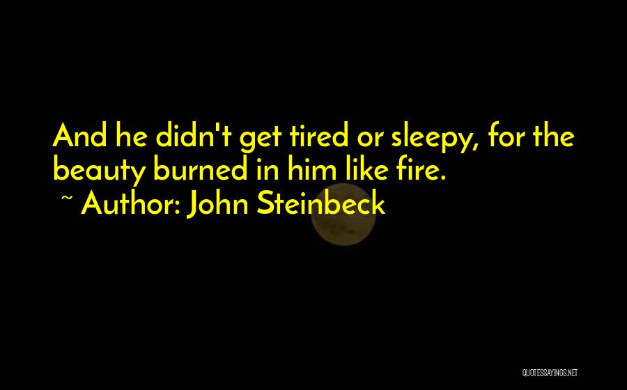 John Steinbeck Quotes: And He Didn't Get Tired Or Sleepy, For The Beauty Burned In Him Like Fire.