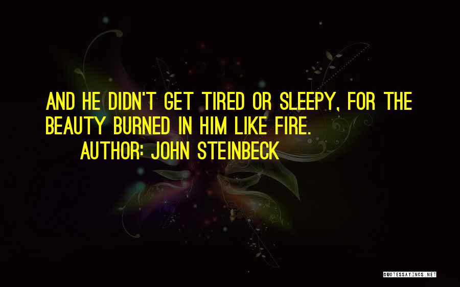 John Steinbeck Quotes: And He Didn't Get Tired Or Sleepy, For The Beauty Burned In Him Like Fire.