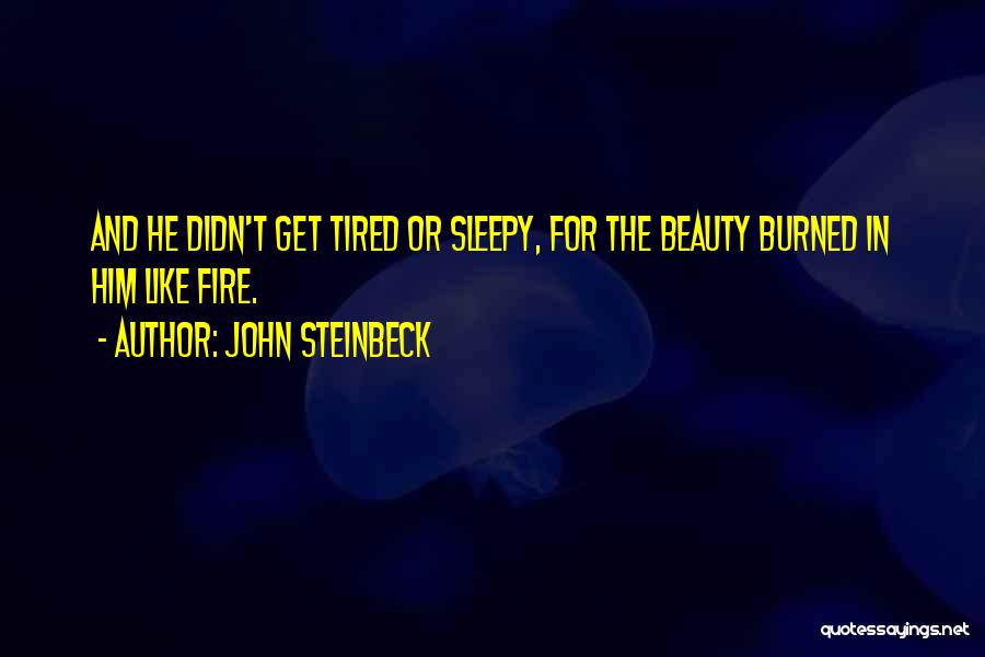 John Steinbeck Quotes: And He Didn't Get Tired Or Sleepy, For The Beauty Burned In Him Like Fire.