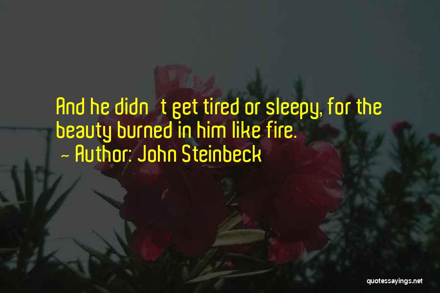John Steinbeck Quotes: And He Didn't Get Tired Or Sleepy, For The Beauty Burned In Him Like Fire.