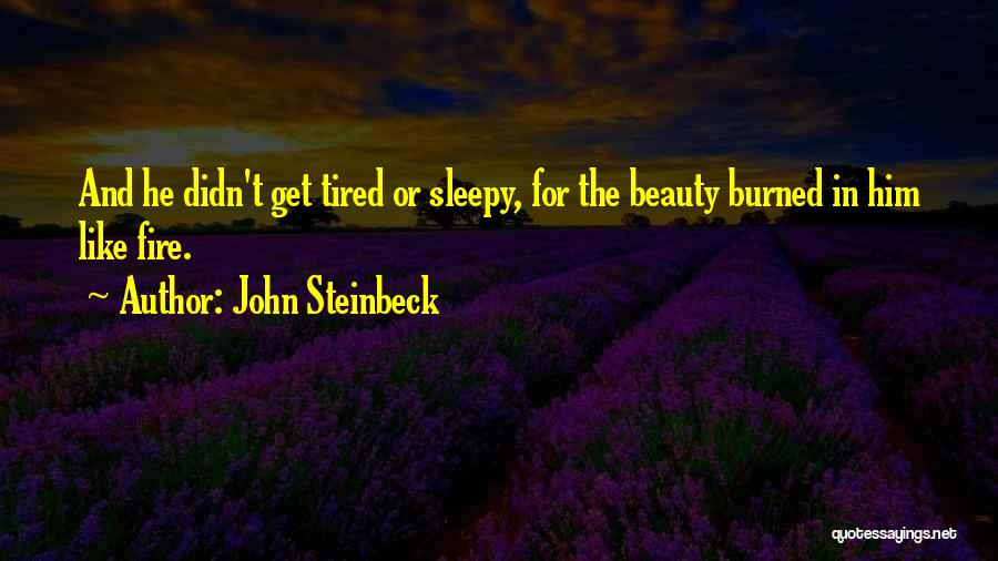 John Steinbeck Quotes: And He Didn't Get Tired Or Sleepy, For The Beauty Burned In Him Like Fire.