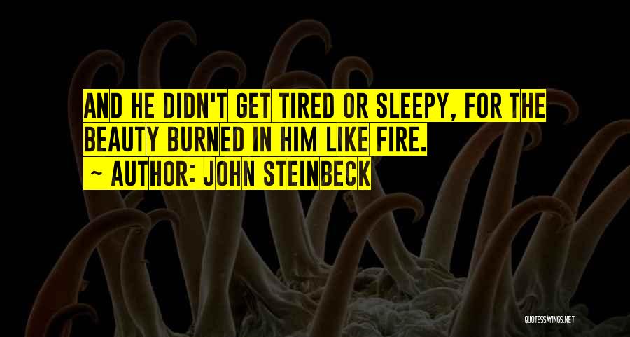 John Steinbeck Quotes: And He Didn't Get Tired Or Sleepy, For The Beauty Burned In Him Like Fire.
