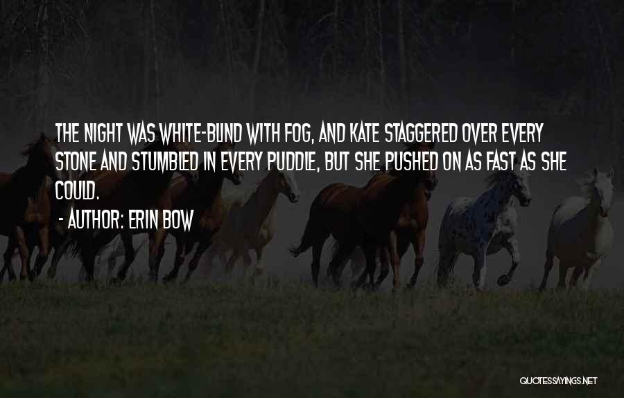 Erin Bow Quotes: The Night Was White-blind With Fog, And Kate Staggered Over Every Stone And Stumbled In Every Puddle, But She Pushed