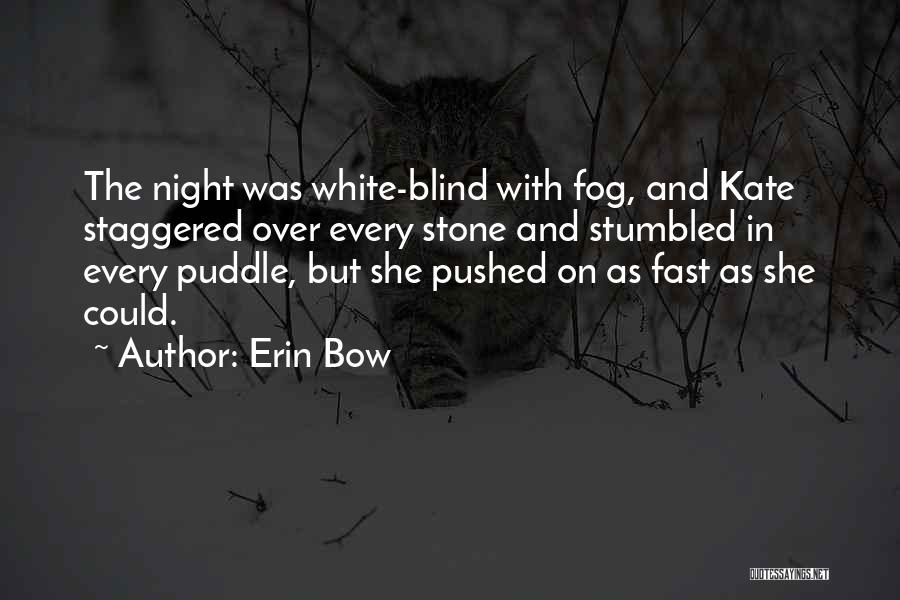 Erin Bow Quotes: The Night Was White-blind With Fog, And Kate Staggered Over Every Stone And Stumbled In Every Puddle, But She Pushed