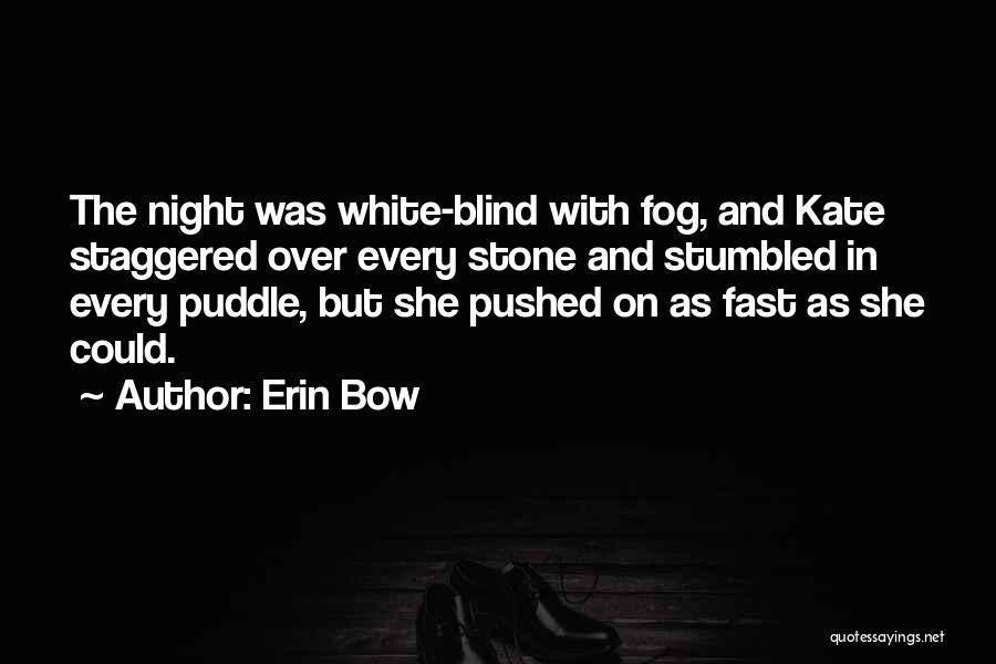 Erin Bow Quotes: The Night Was White-blind With Fog, And Kate Staggered Over Every Stone And Stumbled In Every Puddle, But She Pushed