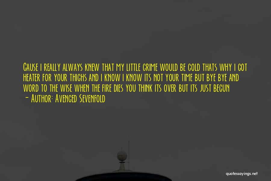 Avenged Sevenfold Quotes: Cause I Really Always Knew That My Little Crime Would Be Cold Thats Why I Got Heater For Your Thighs