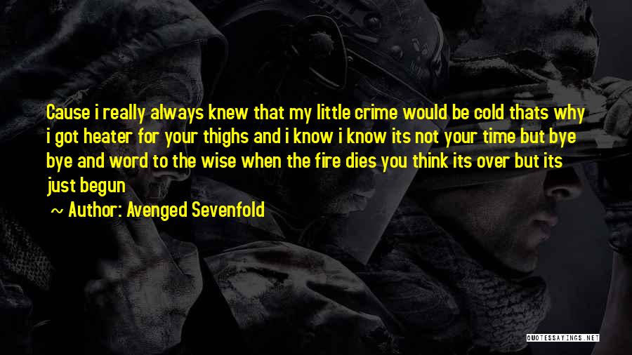 Avenged Sevenfold Quotes: Cause I Really Always Knew That My Little Crime Would Be Cold Thats Why I Got Heater For Your Thighs