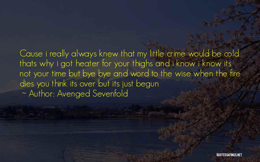 Avenged Sevenfold Quotes: Cause I Really Always Knew That My Little Crime Would Be Cold Thats Why I Got Heater For Your Thighs