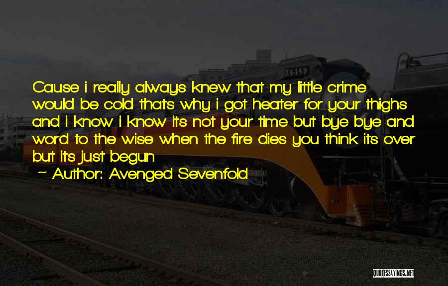 Avenged Sevenfold Quotes: Cause I Really Always Knew That My Little Crime Would Be Cold Thats Why I Got Heater For Your Thighs