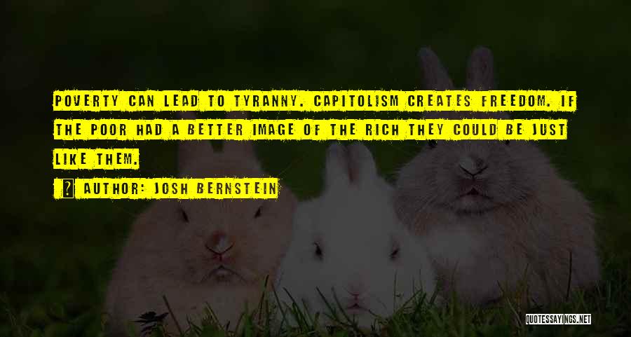 Josh Bernstein Quotes: Poverty Can Lead To Tyranny. Capitolism Creates Freedom. If The Poor Had A Better Image Of The Rich They Could