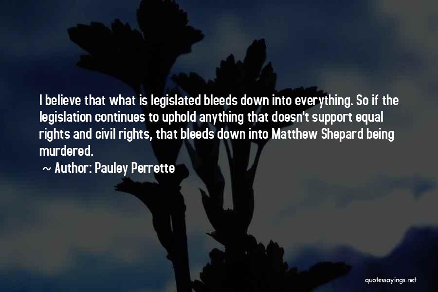 Pauley Perrette Quotes: I Believe That What Is Legislated Bleeds Down Into Everything. So If The Legislation Continues To Uphold Anything That Doesn't