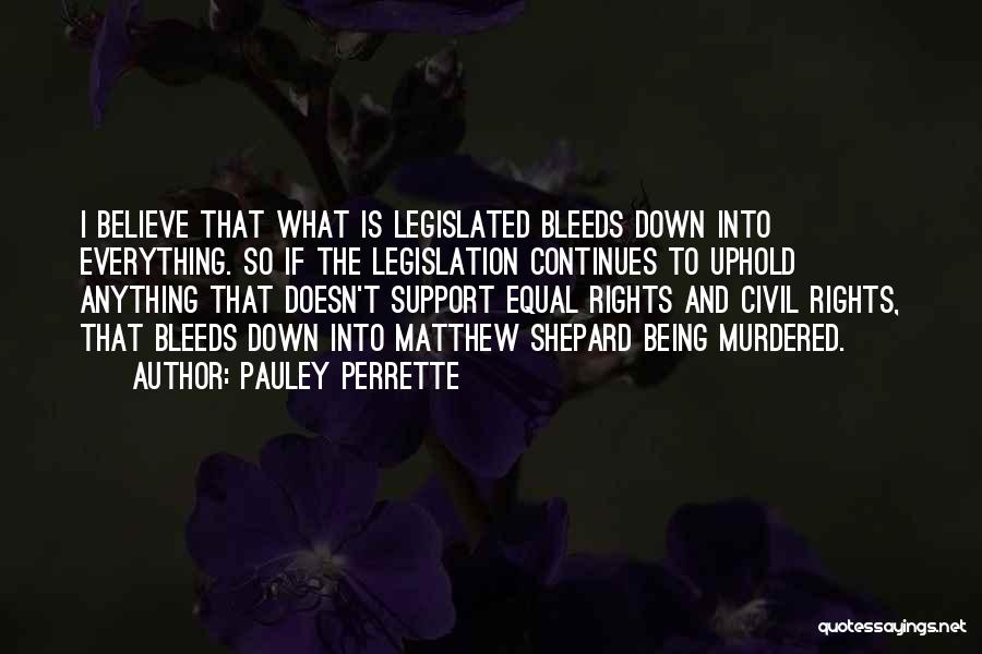Pauley Perrette Quotes: I Believe That What Is Legislated Bleeds Down Into Everything. So If The Legislation Continues To Uphold Anything That Doesn't