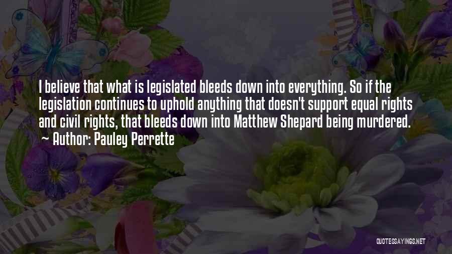 Pauley Perrette Quotes: I Believe That What Is Legislated Bleeds Down Into Everything. So If The Legislation Continues To Uphold Anything That Doesn't