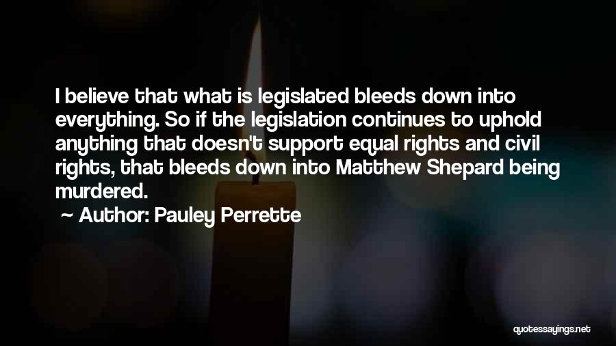 Pauley Perrette Quotes: I Believe That What Is Legislated Bleeds Down Into Everything. So If The Legislation Continues To Uphold Anything That Doesn't