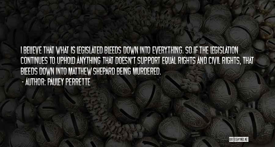 Pauley Perrette Quotes: I Believe That What Is Legislated Bleeds Down Into Everything. So If The Legislation Continues To Uphold Anything That Doesn't