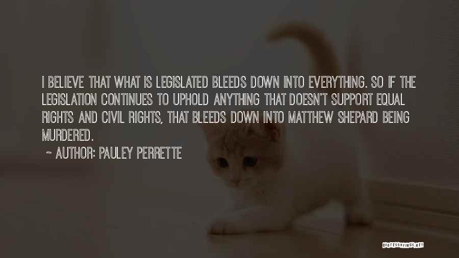 Pauley Perrette Quotes: I Believe That What Is Legislated Bleeds Down Into Everything. So If The Legislation Continues To Uphold Anything That Doesn't