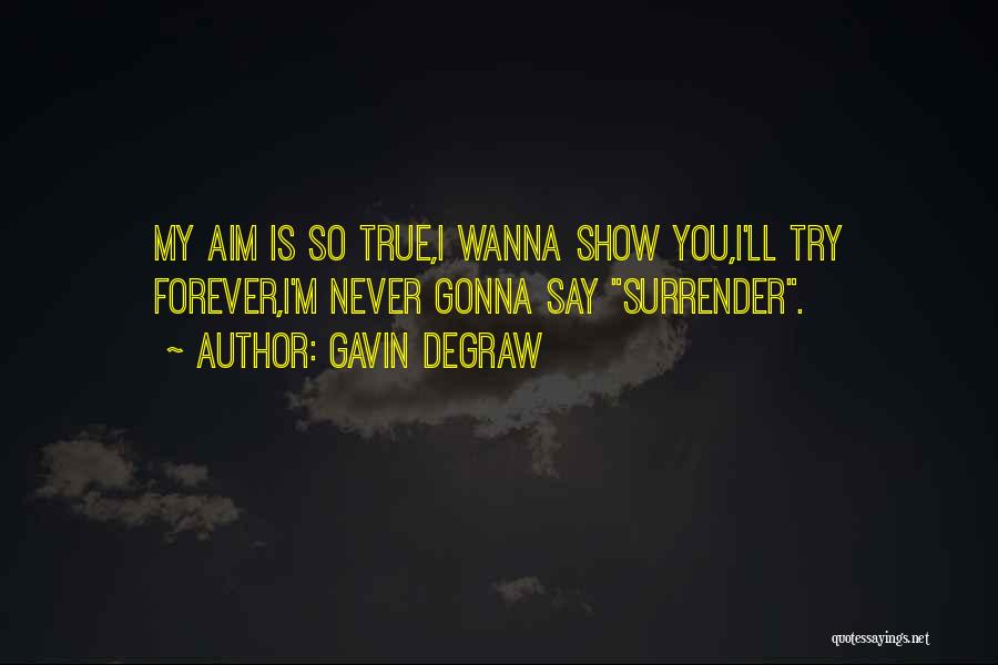 Gavin DeGraw Quotes: My Aim Is So True,i Wanna Show You,i'll Try Forever,i'm Never Gonna Say Surrender.