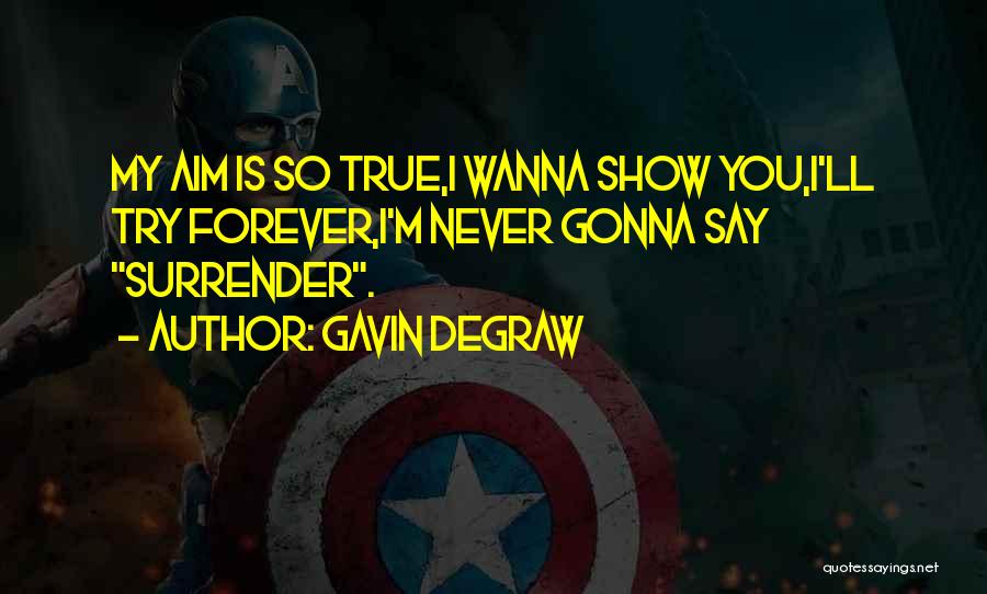 Gavin DeGraw Quotes: My Aim Is So True,i Wanna Show You,i'll Try Forever,i'm Never Gonna Say Surrender.