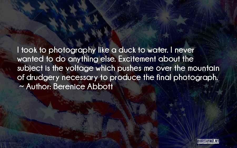 Berenice Abbott Quotes: I Took To Photography Like A Duck To Water. I Never Wanted To Do Anything Else. Excitement About The Subject