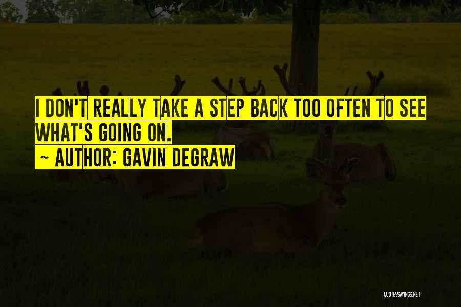 Gavin DeGraw Quotes: I Don't Really Take A Step Back Too Often To See What's Going On.