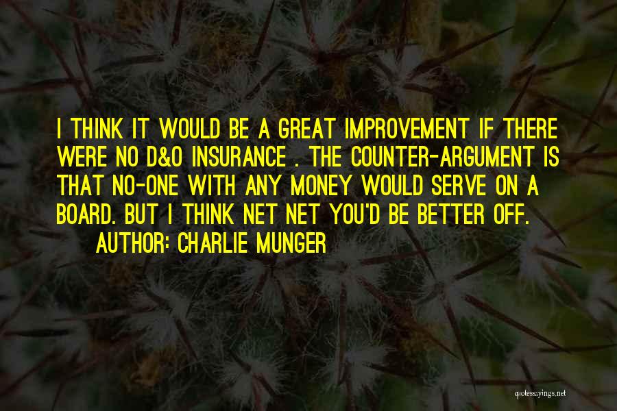 Charlie Munger Quotes: I Think It Would Be A Great Improvement If There Were No D&o Insurance . The Counter-argument Is That No-one