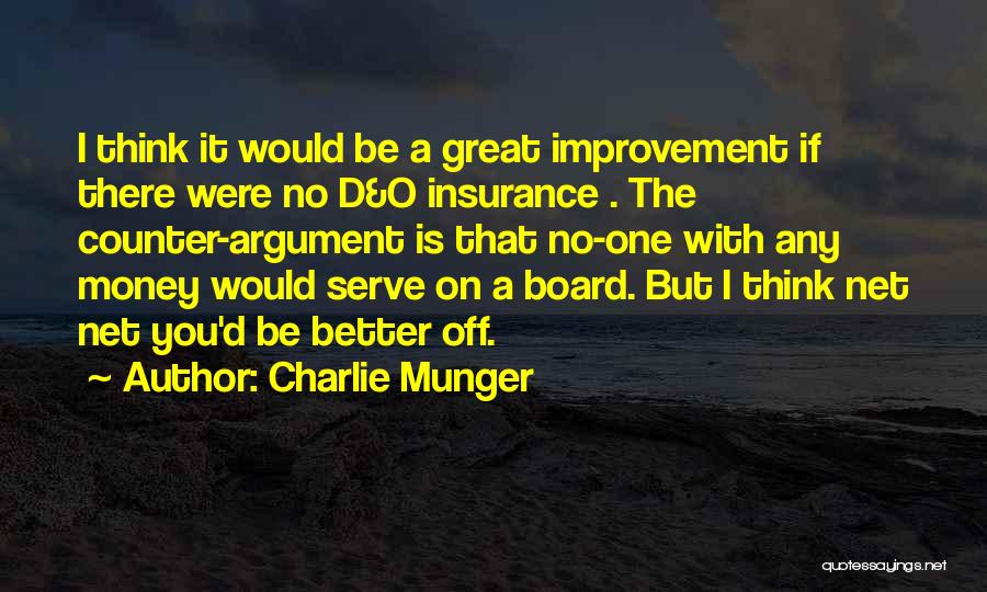 Charlie Munger Quotes: I Think It Would Be A Great Improvement If There Were No D&o Insurance . The Counter-argument Is That No-one