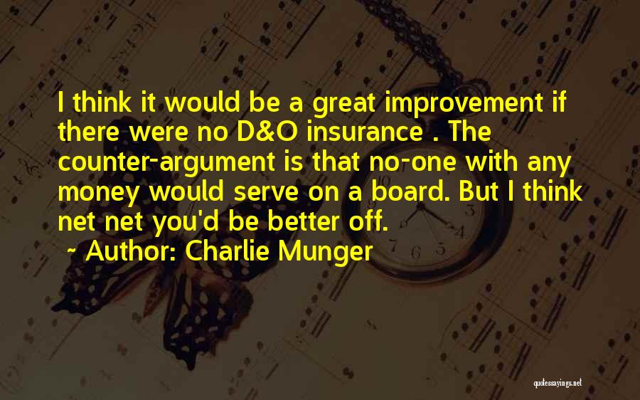 Charlie Munger Quotes: I Think It Would Be A Great Improvement If There Were No D&o Insurance . The Counter-argument Is That No-one